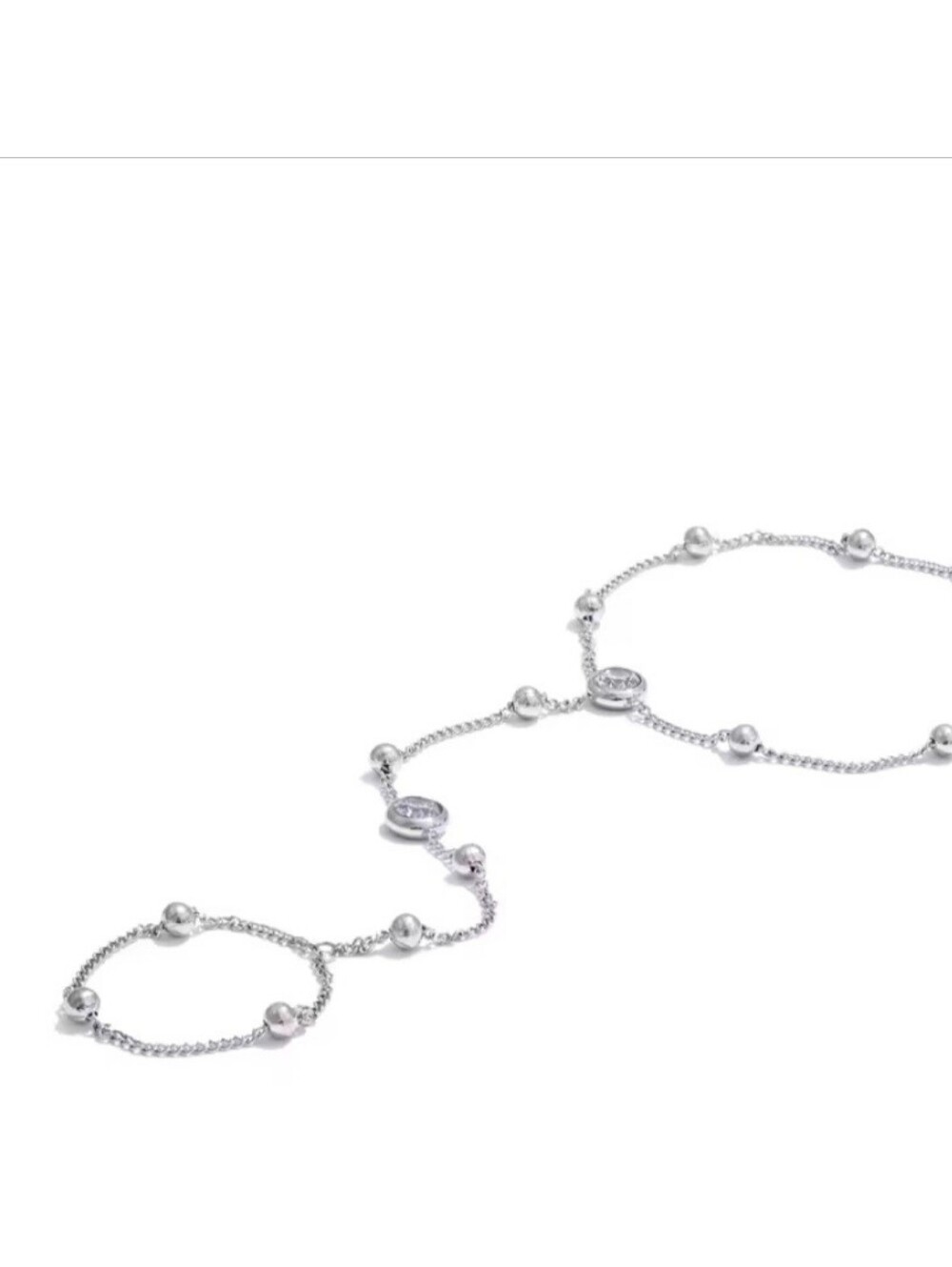 Delicate Silver-Tone Women's Hand Chain with Crystal Accents